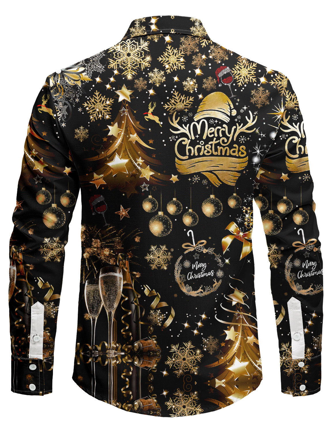 Herre langermet skjorte med juleleukemønster