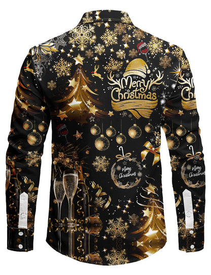 Herre langermet skjorte med juleleukemønster