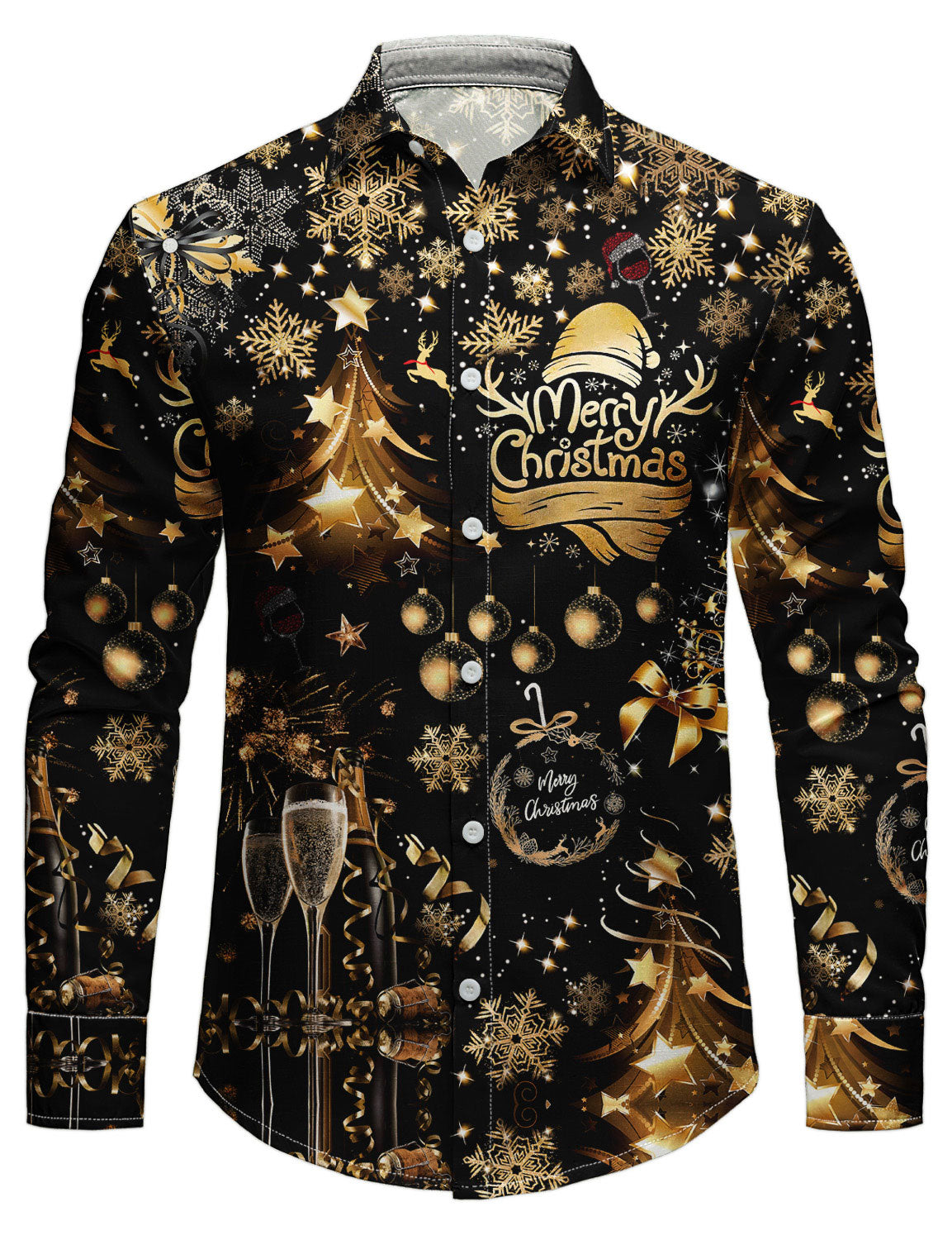 Herre langermet skjorte med juleleukemønster