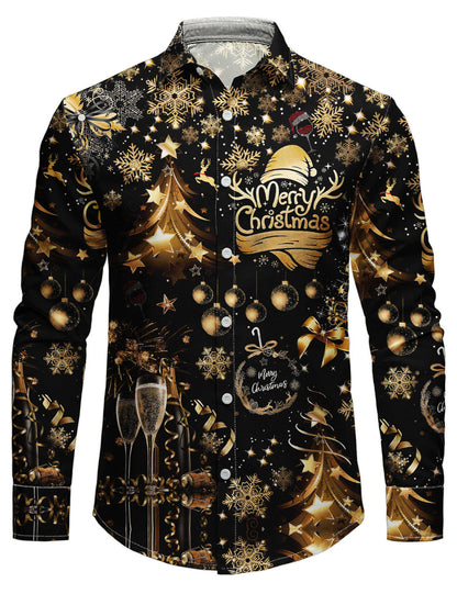 Herre langermet skjorte med juleleukemønster