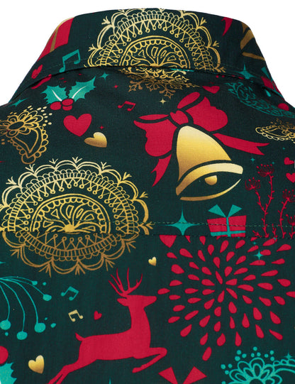 Herre jule langermet bomullsskjorte