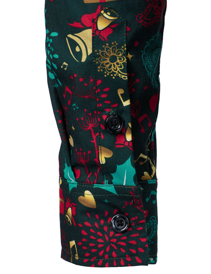 Herre jule langermet bomullsskjorte