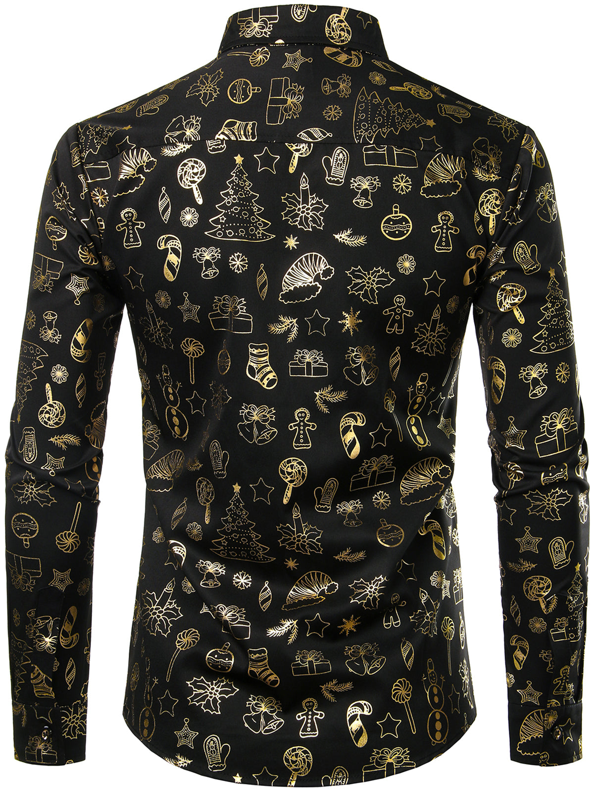 Herre Blank Langærmet Sort Julekjorte