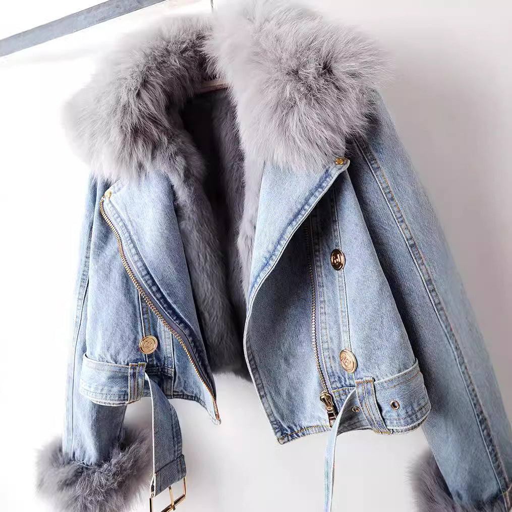 Margaux | Fur-Lined Denim Coat