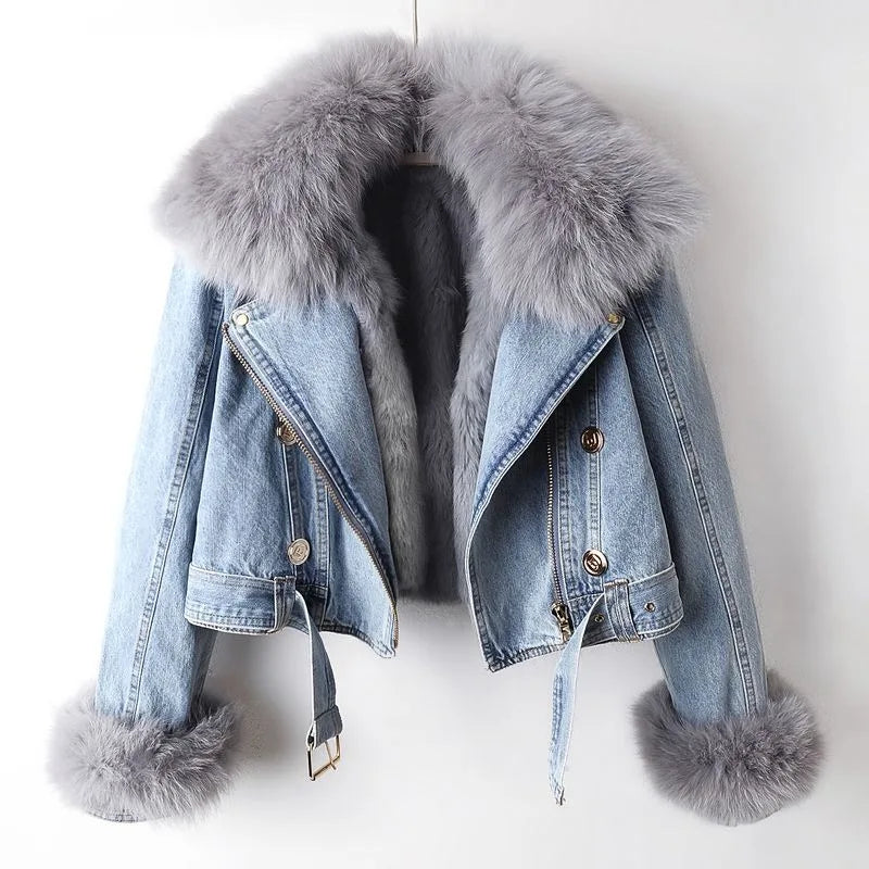 Margaux | Fur-Lined Denim Coat