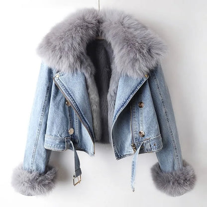 Margaux | Fur-Lined Denim Coat